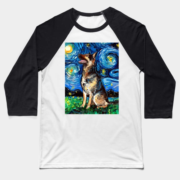 German Shepherd Night 2 Baseball T-Shirt by sagittariusgallery